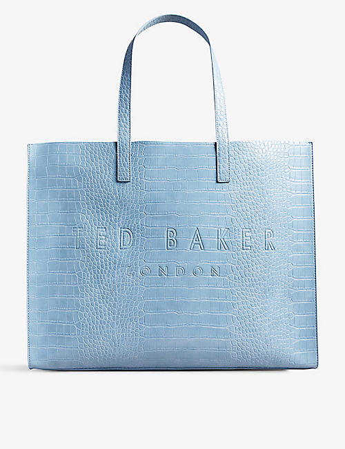 TED BAKER: Croc-detail Icon leather tote bag