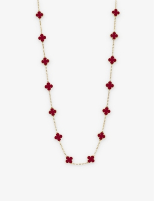 VAN CLEEF & ARPELS: Vintage Alhambra yellow gold and carnelian necklace