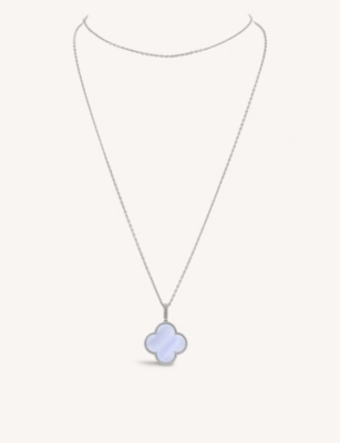 VAN CLEEF & ARPELS: Magic Alhambra white gold and chalcedony necklace