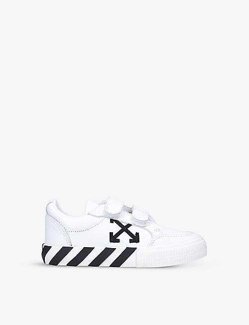 OFF-WHITE C/O VIRGIL ABLOH: Vulcanized brand-embossed leather low-top trainers 6-9 years