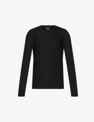 Henley crewneck cott...