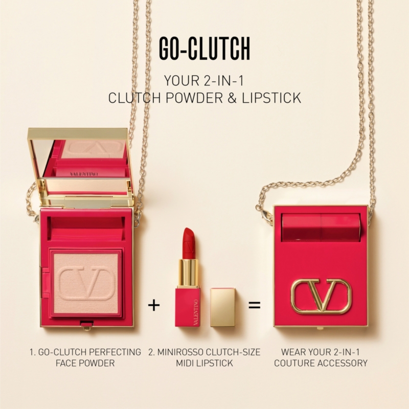 Go-Clutch Face Powder and Minirosso Lipstick 219A bundle
