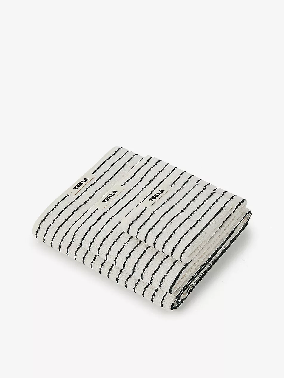 TEKLA Logo-embossed organic-cotton hand towel