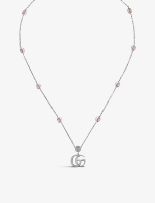 GUCCI Marmont Double G sterling-silver and mother-of-pearl necklace