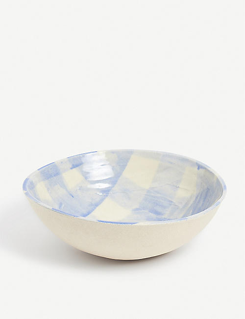 KANA LONDON: Gingham XL glazed ceramic serving bowl
