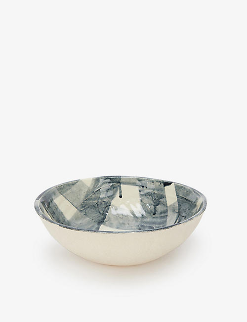 KANA LONDON: Gingham glazed ceramic serving bowl
