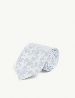 Floral-jacquard silk...