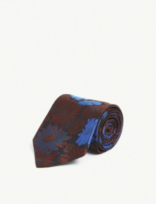 Floral-jacquard silk...