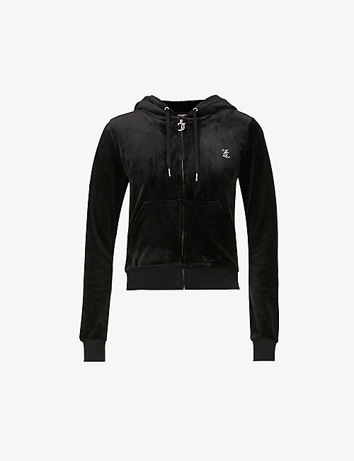 JUICY COUTURE: Logo-embellished velour hoody