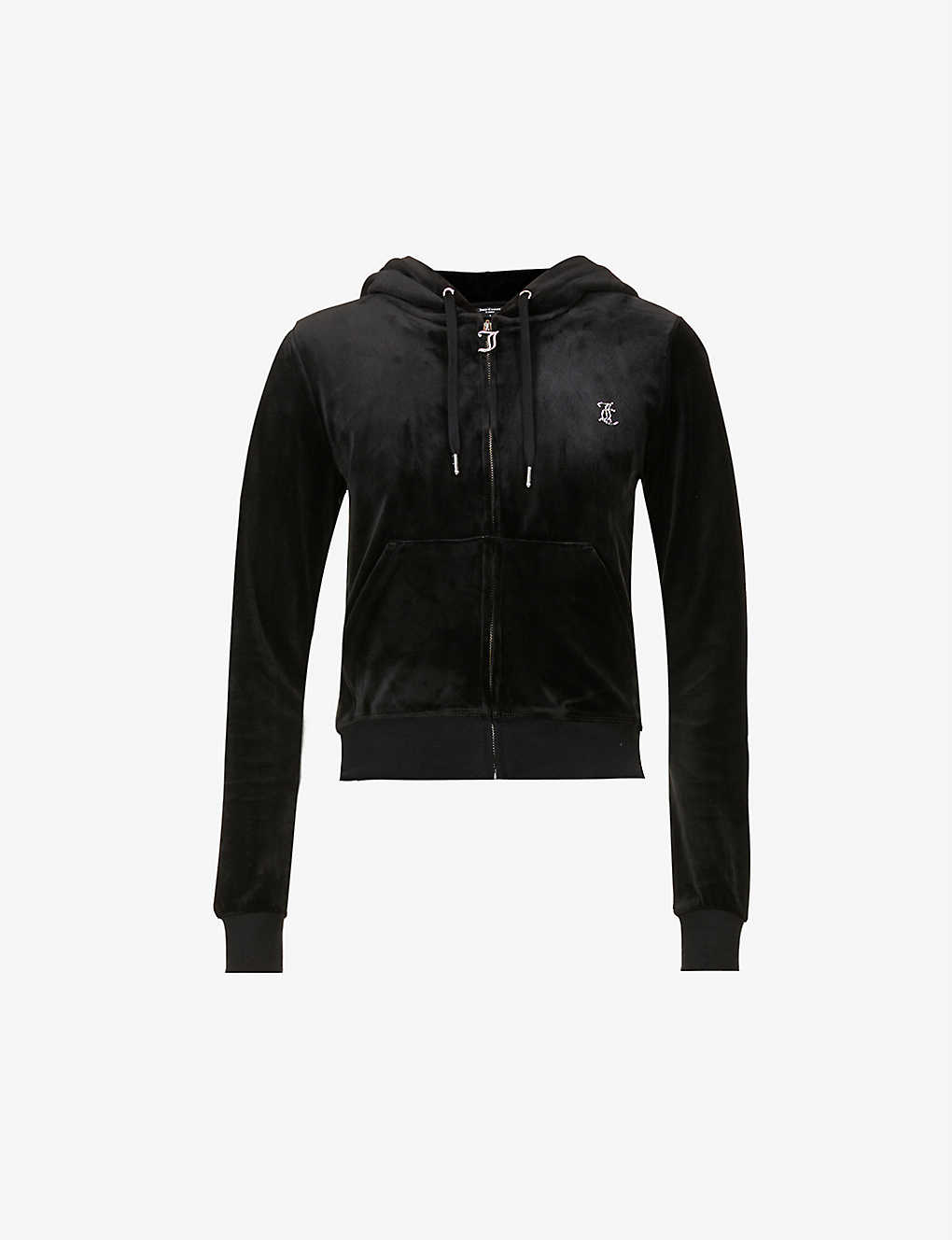 Juicy Couture Logo-embellished Velour Hoody In Black