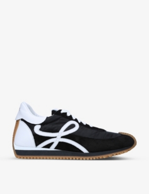 Shop Loewe Womens Blk/white Flow Runner Monogram Leather And Shell Trainers