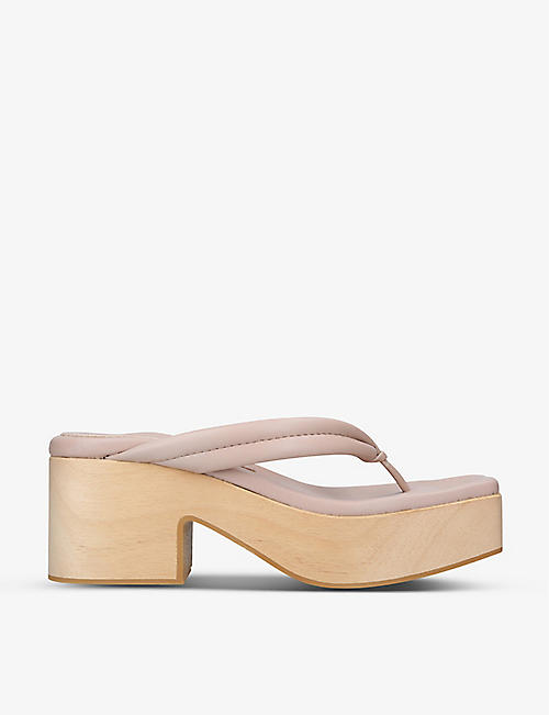EQUITARE: Calo square-toe vegan leather heeled sandals