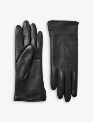 ASPINAL OF LONDON: Stitch-embellished cashmere and leather gloves