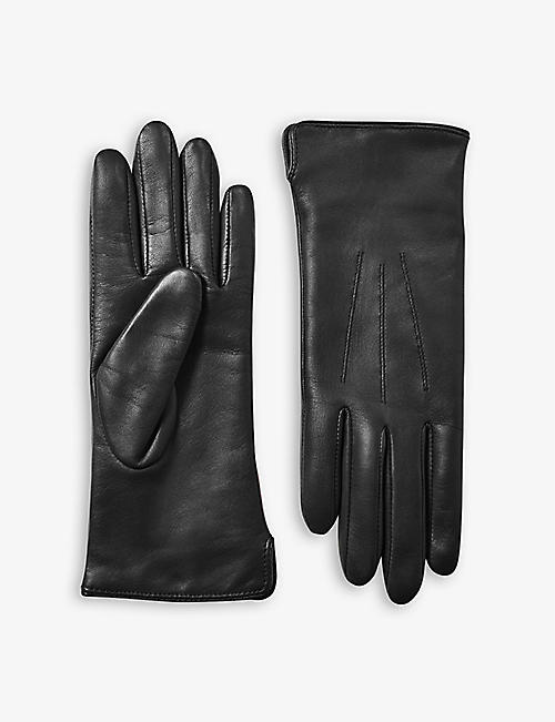 ASPINAL OF LONDON: Stitch-embellished cashmere and leather gloves