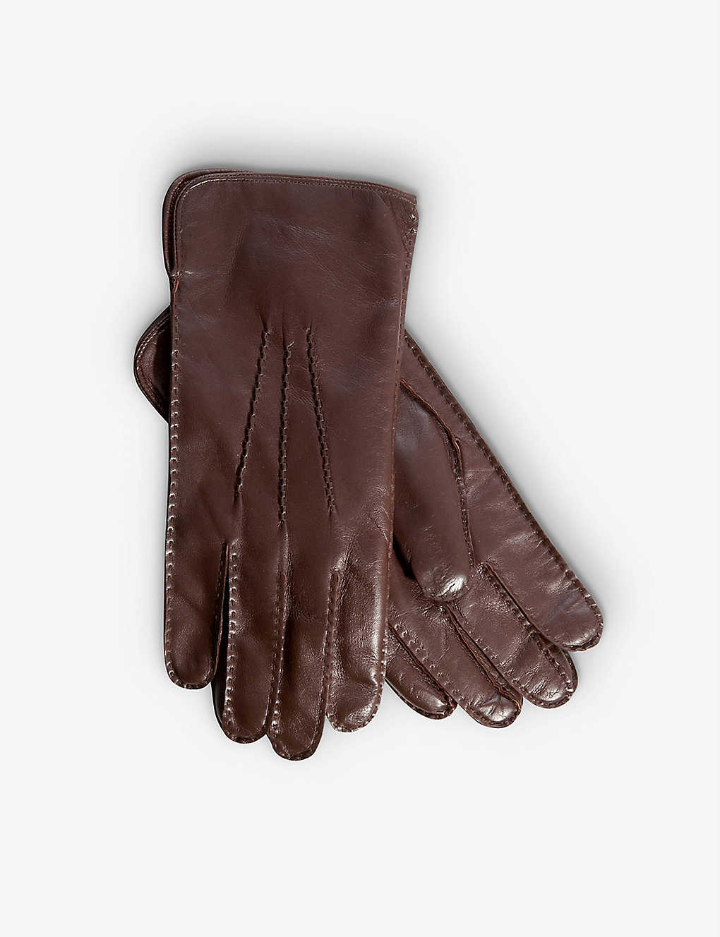 Aspinal Of London Womens Brown Cashmere-lined Nappa Leather Gloves