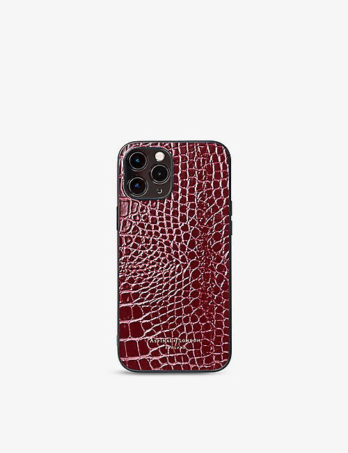 ASPINAL OF LONDON: Logo-embossed leather iPhone 12 Pro Max phone case