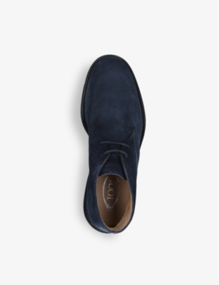 Shop Tod's Tods Men's Vy 06h Suede Chukka Boots In Navy