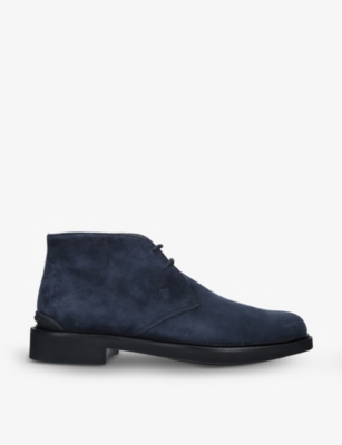 Tod's Gommino Suede Chukka Boots In Navy