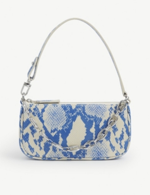 BY FAR Rachel mini snakeskin print leather shoulder bag