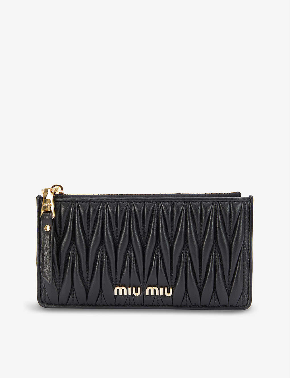 Miu Miu Womens Nero Matelassé Quilted Leather Wallet