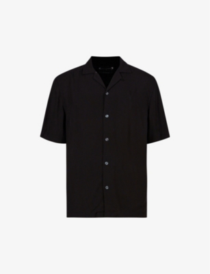 Allsaints Venice Relaxed-fit Short-sleeved Woven Shirt In Black