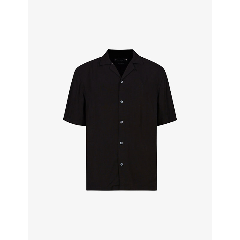 Allsaints Venice Relaxed-fit Short-sleeved Woven Shirt In Black