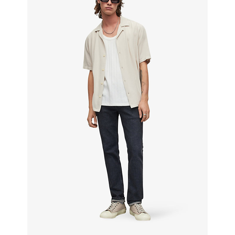 Shop Allsaints Men's Clifftop Taupe Venice Relaxed-fit Short-sleeved Woven Shirt