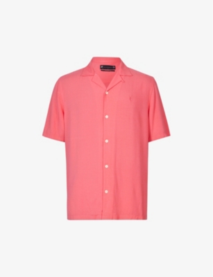 Allsaints Venice Relaxed Fit Short Sleeve Button-up Camp Shirt In Hisbiscus Red