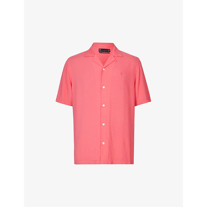 ALLSAINTS ALLSAINTS MENS HISBISCUS RED VENICE RELAXED-FIT SHORT-SLEEVED WOVEN SHIRT,63084321