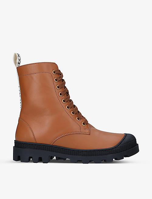 LOEWE: Combat leather ankle boots