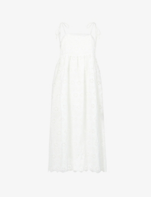 Amy Lynn Embroidered Cotton Midi Dress In White