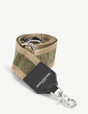 Zadig & Voltaire Logo-print Striped Woven Strap In Kaki