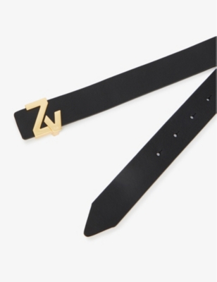 Zadig & Voltaire Logo-buckle Leather Belt In Noir