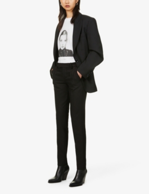 Shop Zadig & Voltaire Womens Noir Prune Strass Mid-rise Woven Trousers