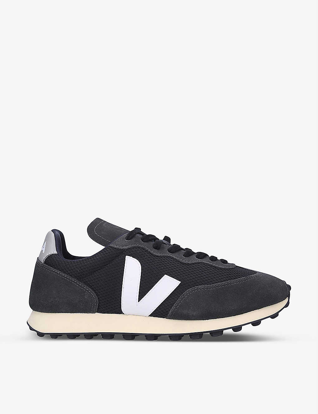 Shop Veja Men's Rio Branco Mesh And Leather Trainers In Black/comb
