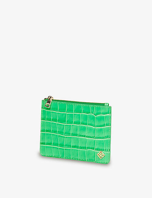 SANDRO: Slide croc-embossed leather purse