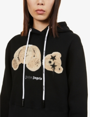 PALM ANGELS Sprayed Bear branded cotton-jersey hoody