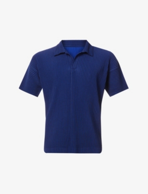 Homme Plissé Issey Miyake: Ecru Polo Pleated Shirt, Men's Designer Clothes