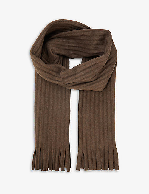HOMME PLISSE ISSEY MIYAKE: Pleated fringed-trim woven scarf