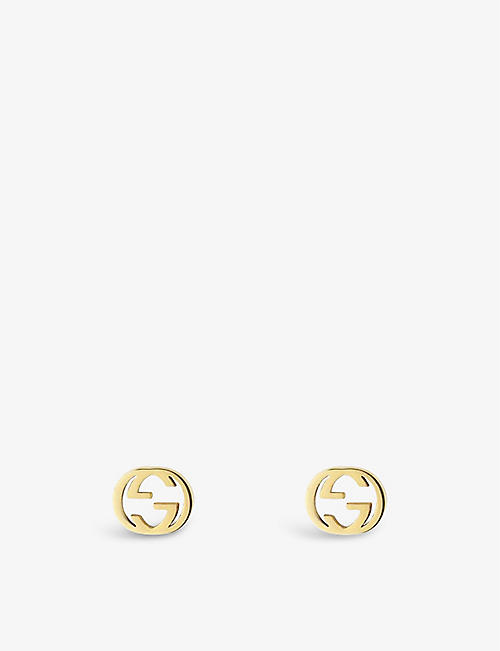 GUCCI: Interlocking G 18ct yellow gold stud earrings