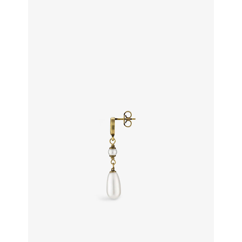 Shop Gucci Women's Gold Interlocking Gg Glass Pearl And Gold-toned Metal Earrings