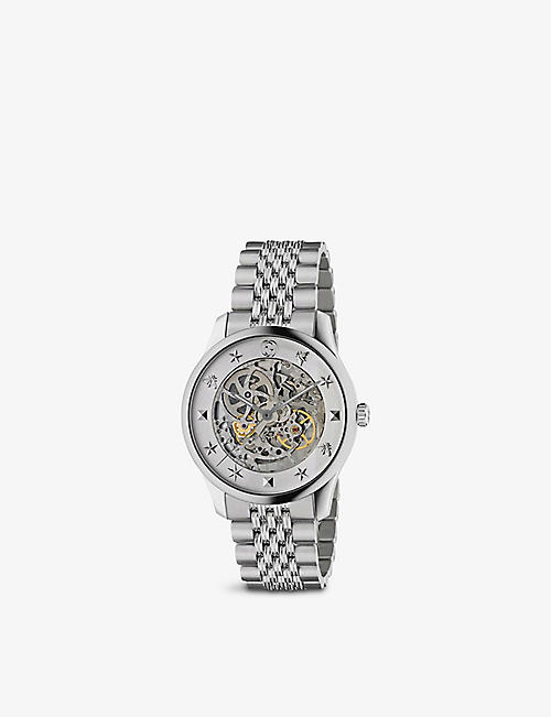 GUCCI: YA126357 G-Timeless Skeleton stainless-steel automatic watch