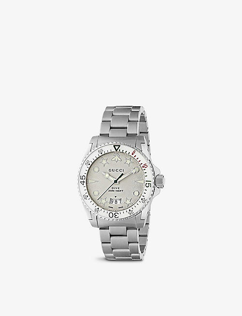 GUCCI: YA136336 Gucci Dive stainless-steel quartz watch