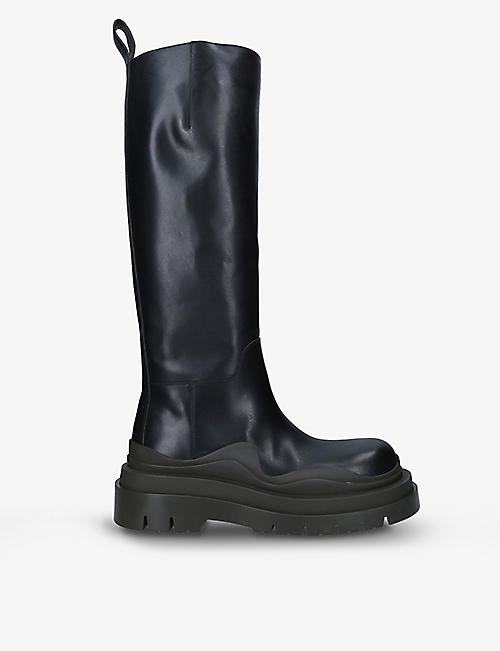 BOTTEGA VENETA: Tire leather knee-high boots