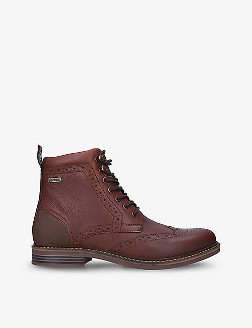 BARBOUR: Seaton brogue-style leather ankle boots