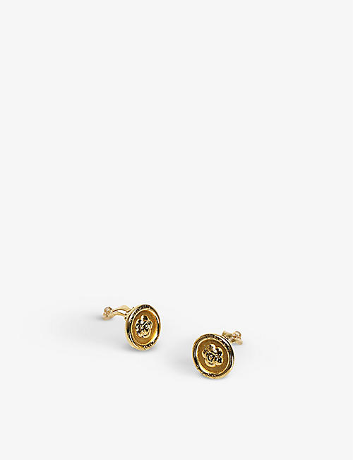 RESELLFRIDGES: Pre-loved Chanel camellia brass clip-on earrings