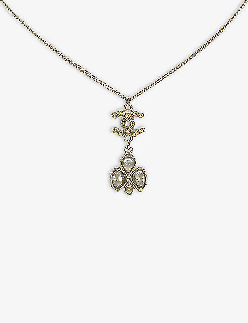 RESELLFRIDGES: Pre-loved Chanel brass and rhinestone pendant necklace