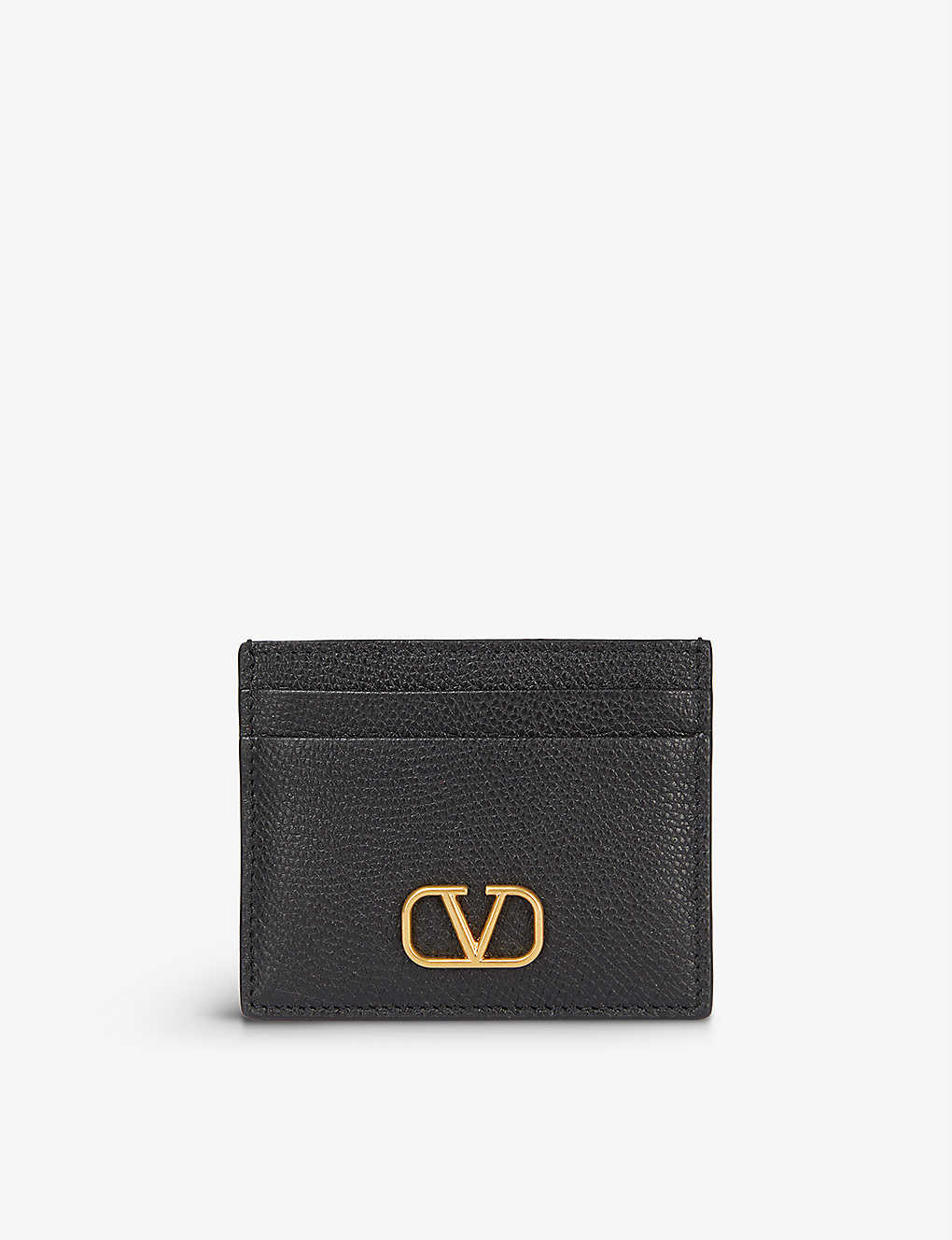 Valentino Garavani Black Vlogo Leather Card Holder