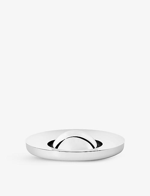 CHRISTOFLE: Circular polished large stainless steel ashtray 21cm