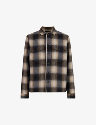 ALLSAINTS - Tromso check-print sherpa-lined wool-blend jacket 